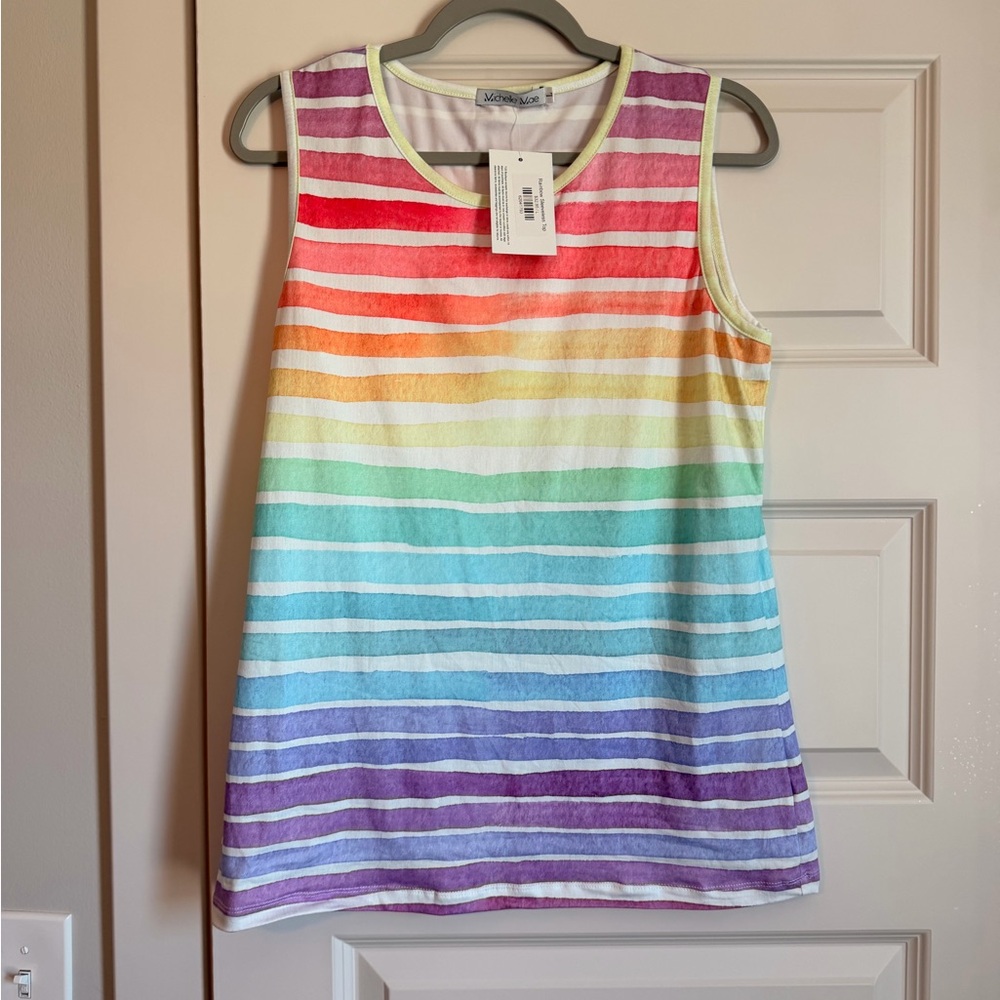 Michelle Mae Rainbow Stripe Tank Top - large